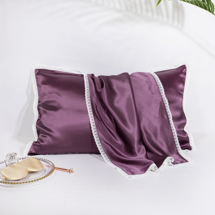 91家纺网 家纺一手货源 找家纺 雅韵诗 2023新款蕾丝花边枕套（不退换） 魅惑紫48*74cm一只