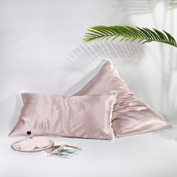 91家纺网 家纺一手货源 找家纺 雅韵诗 2023新款蕾丝花边枕套（不退换） 水粉色48*74cm一只