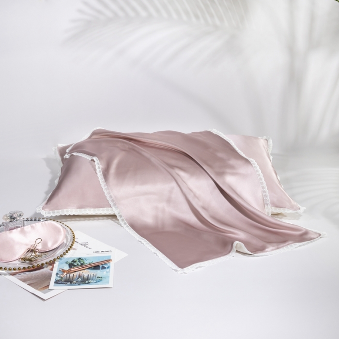 91家纺网 家纺一手货源 找家纺 雅韵诗 2023新款蕾丝花边枕套（不退换） 水粉色48*74cm一只