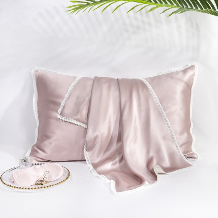 91家纺网 家纺一手货源 找家纺 雅韵诗 2023新款蕾丝花边枕套（不退换） 水粉色48*74cm一只