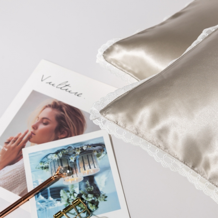 91家纺网 家纺一手货源 找家纺 雅韵诗 2023新款蕾丝花边枕套（不退换） 太空灰48*74cm一只