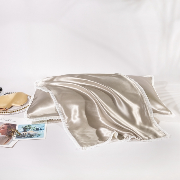 91家纺网 家纺一手货源 找家纺 雅韵诗 2023新款蕾丝花边枕套（不退换） 太空灰48*74cm一只