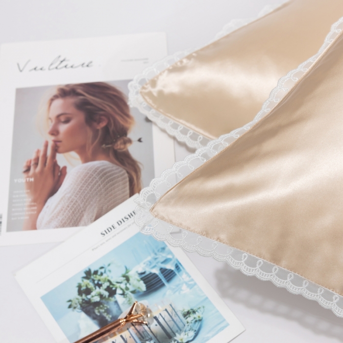 91家纺网 家纺一手货源 找家纺 雅韵诗 2023新款蕾丝花边枕套（不退换） 香槟金48*74cm一只