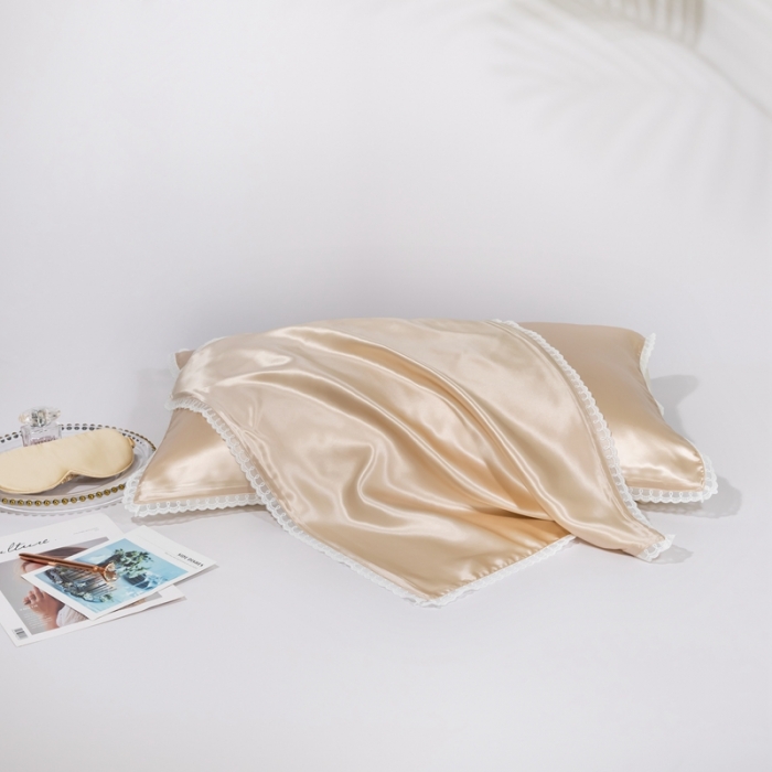 91家纺网 家纺一手货源 找家纺 雅韵诗 2023新款蕾丝花边枕套（不退换） 香槟金48*74cm一只