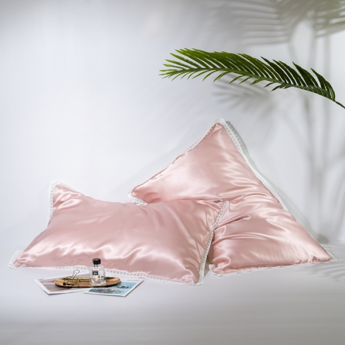 91家纺网 家纺一手货源 找家纺 雅韵诗 2023新款蕾丝花边枕套（不退换） 樱花粉48*74cm一只