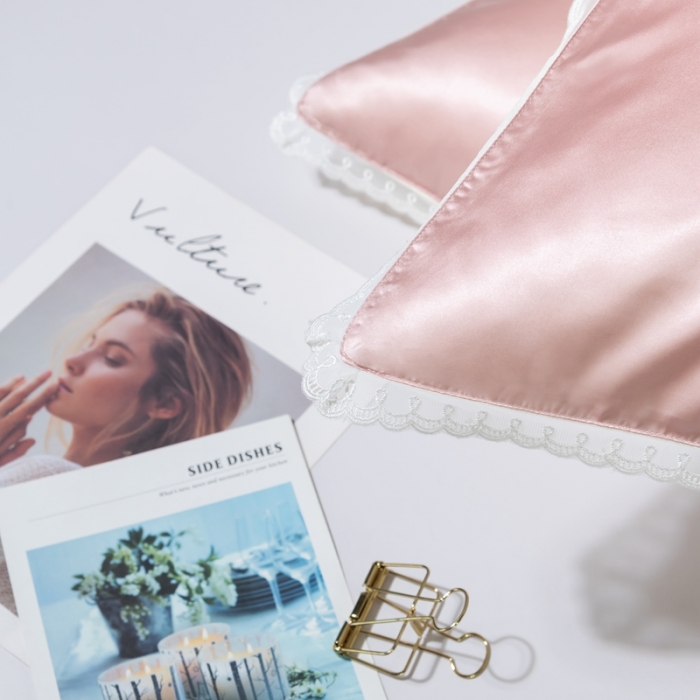 91家纺网 家纺一手货源 找家纺 雅韵诗 2023新款蕾丝花边枕套（不退换） 樱花粉48*74cm一只