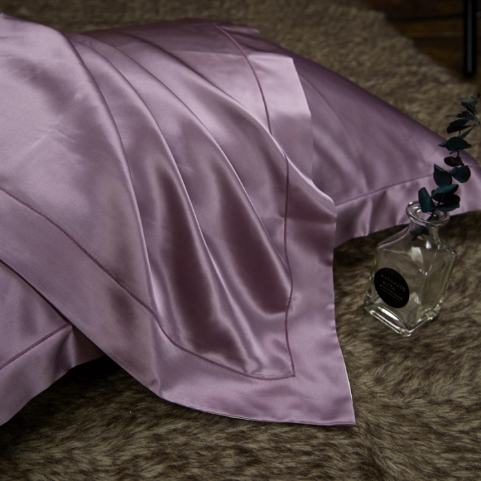 91家纺网 家纺一手货源 找家纺 雅韵诗2023新款三边绣线枕套（不退换） 丁香紫48*74+5cm一只