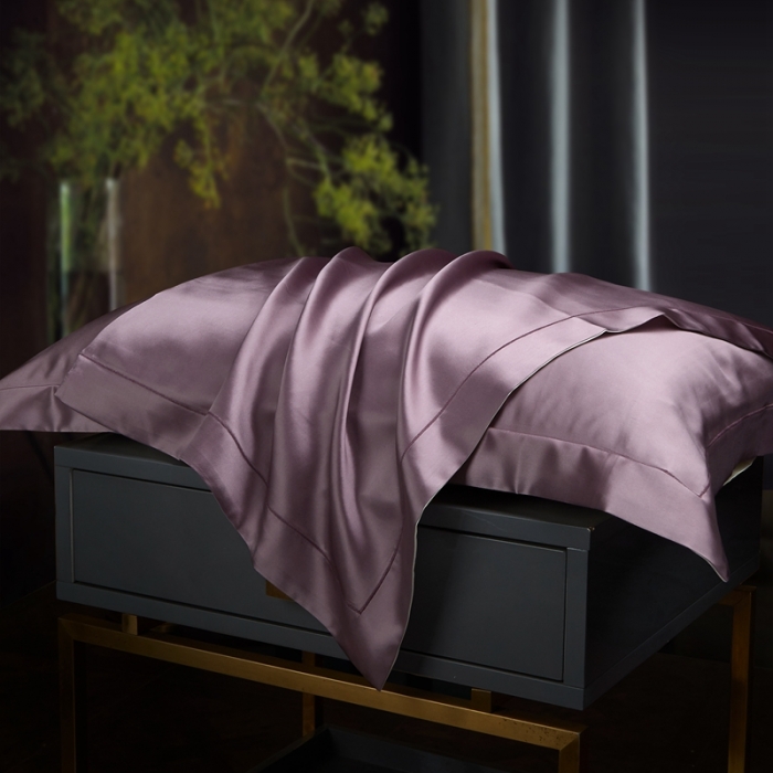 91家纺网 家纺一手货源 找家纺 雅韵诗2023新款三边绣线枕套（不退换） 丁香紫48*74+5cm一只