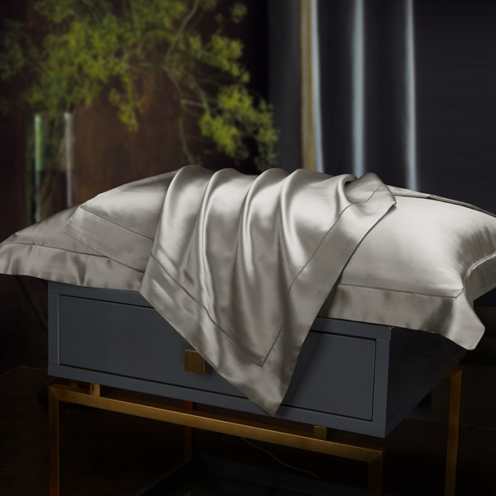 91家纺网 家纺一手货源 找家纺 雅韵诗2023新款三边绣线枕套（不退换） 银石灰48*74+5cm一只