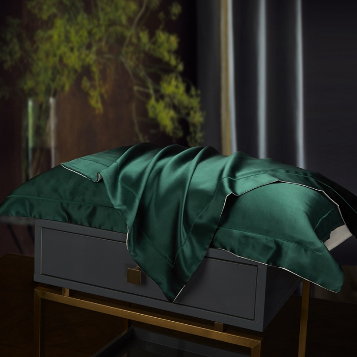 91家纺网 家纺一手货源 找家纺 雅韵诗2023新款三边绣线枕套（不退换） 祖母绿48*74+5cm一只