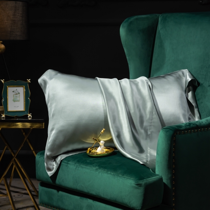 91家纺网 家纺一手货源 找家纺 雅韵诗 2023新款真丝四边枕套（不退换） 翡翠绿48*74cm一只
