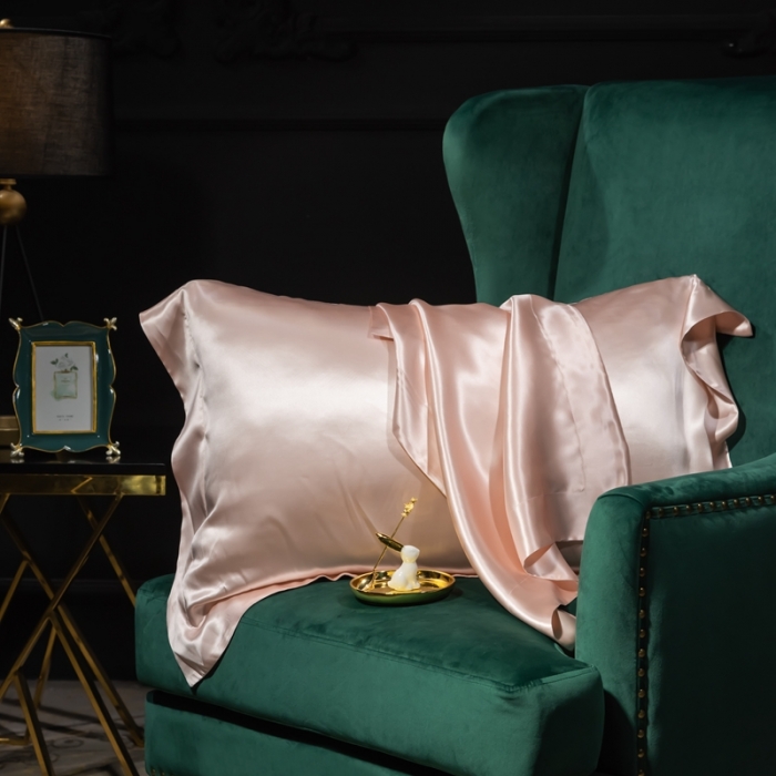 91家纺网 家纺一手货源 找家纺 雅韵诗 2023新款真丝四边枕套（不退换） 粉玉48*74cm一只