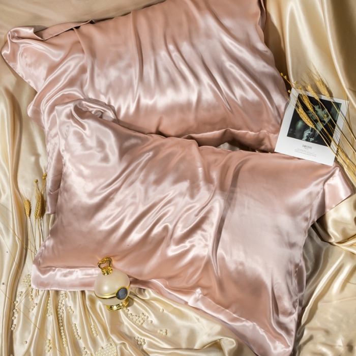 91家纺网 家纺一手货源 找家纺 雅韵诗 2023新款真丝四边枕套（不退换） 粉玉48*74cm一只