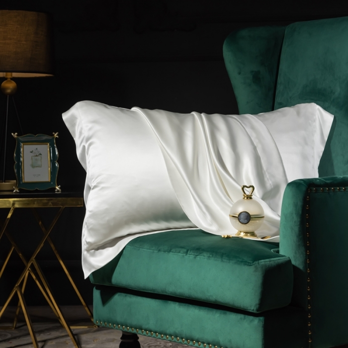 91家纺网 家纺一手货源 找家纺 雅韵诗 2023新款真丝四边枕套（不退换） 贵族白48*74cm一只