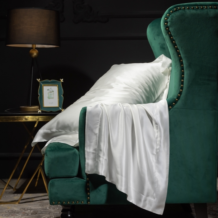 91家纺网 家纺一手货源 找家纺 雅韵诗 2023新款真丝四边枕套（不退换） 贵族白48*74cm一只