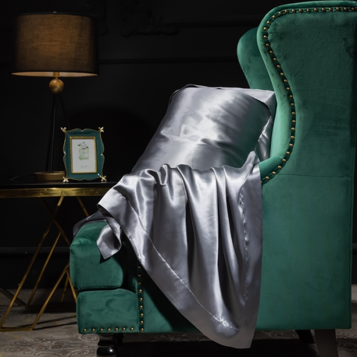 91家纺网 家纺一手货源 找家纺 雅韵诗 2023新款真丝四边枕套（不退换） 金属灰48*74cm一只