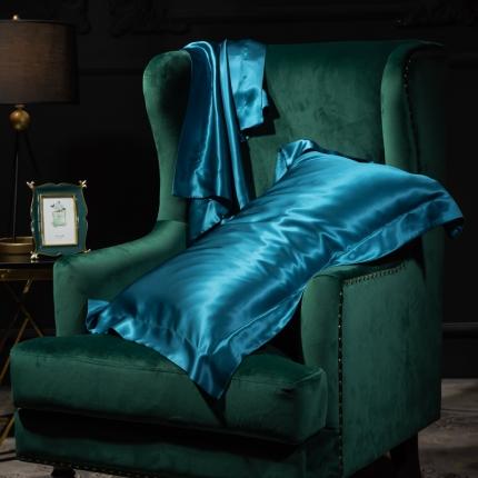 雅韵诗 2023新款真丝四边枕套（不退换） 孔雀蓝48*74cm一只