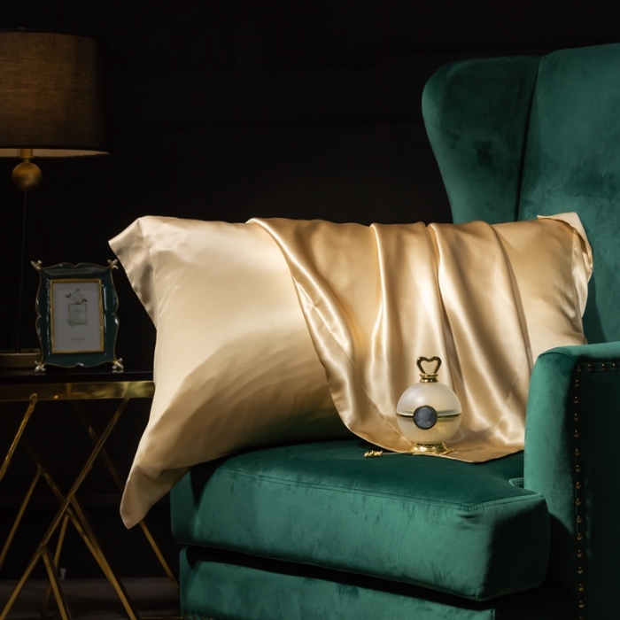 91家纺网 家纺一手货源 找家纺 雅韵诗 2023新款真丝四边枕套（不退换） 麦穗金48*74cm一只