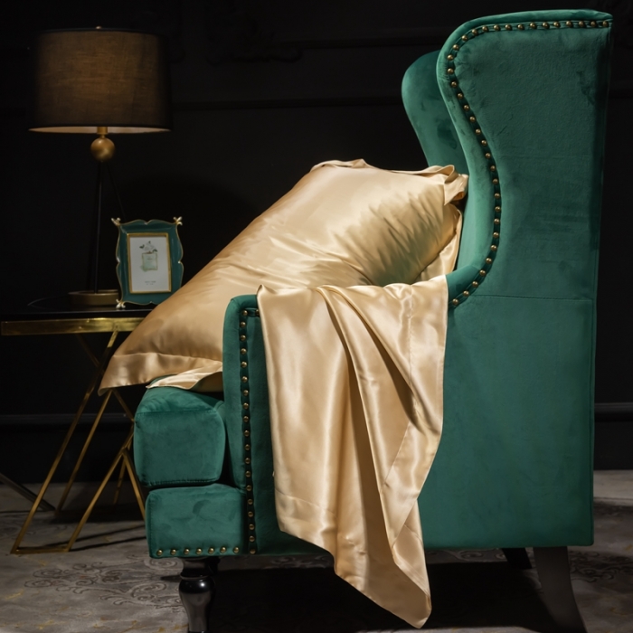 91家纺网 家纺一手货源 找家纺 雅韵诗 2023新款真丝四边枕套（不退换） 麦穗金48*74cm一只