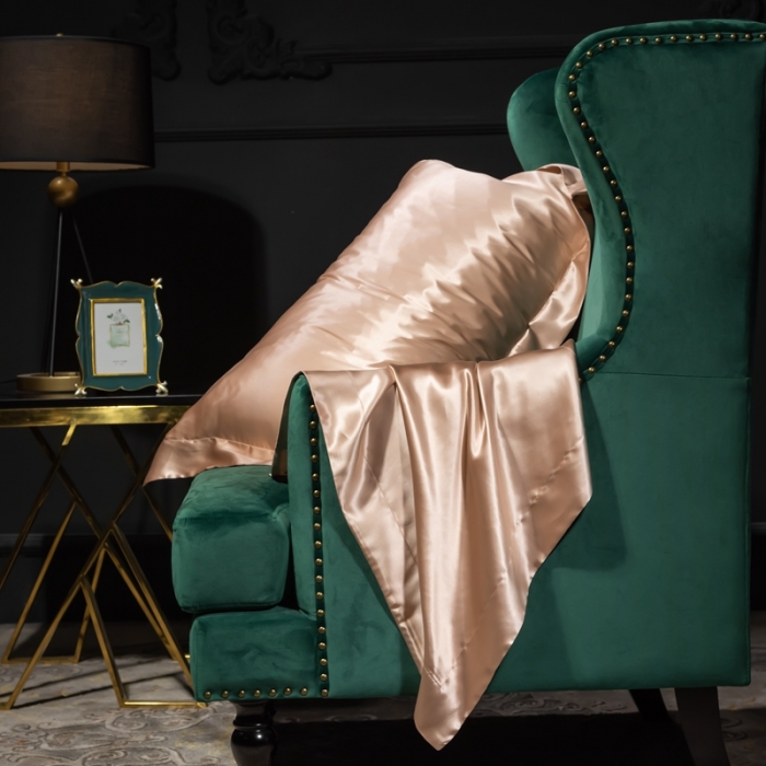 91家纺网 家纺一手货源 找家纺 雅韵诗 2023新款真丝四边枕套（不退换） 玫瑰金48*74cm一只