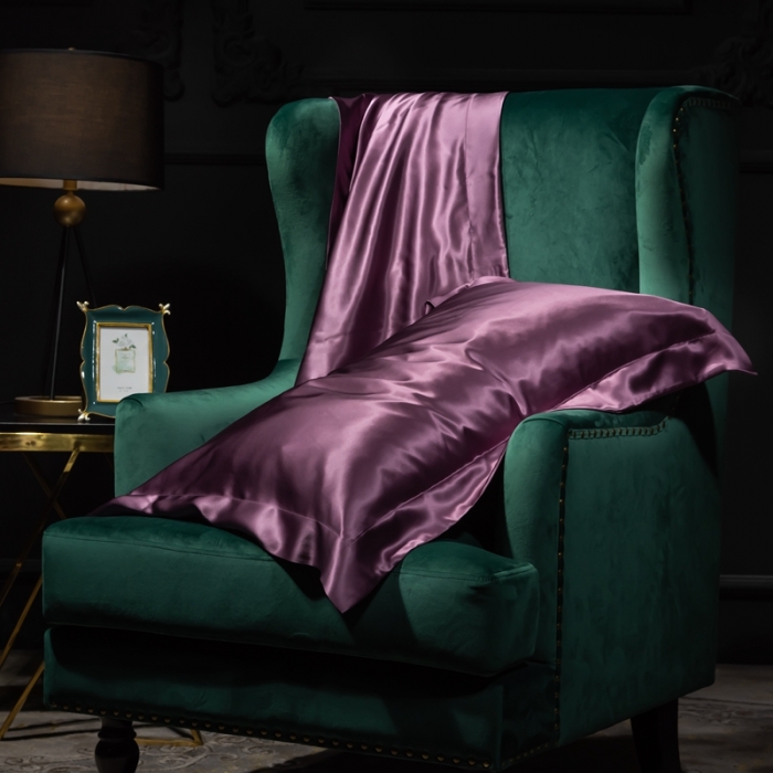 91家纺网 家纺一手货源 找家纺 雅韵诗 2023新款真丝四边枕套（不退换） 魅惑紫48*74cm一只