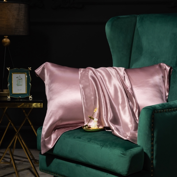 91家纺网 家纺一手货源 找家纺 雅韵诗 2023新款真丝四边枕套（不退换） 藕紫48*74cm一只