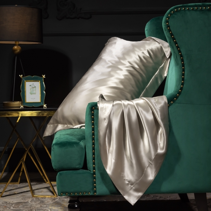 91家纺网 家纺一手货源 找家纺 雅韵诗 2023新款真丝四边枕套（不退换） 太空灰48*74cm一只