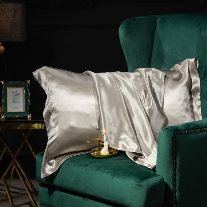 91家纺网 家纺一手货源 找家纺 雅韵诗 2023新款真丝四边枕套（不退换） 太空灰48*74cm一只