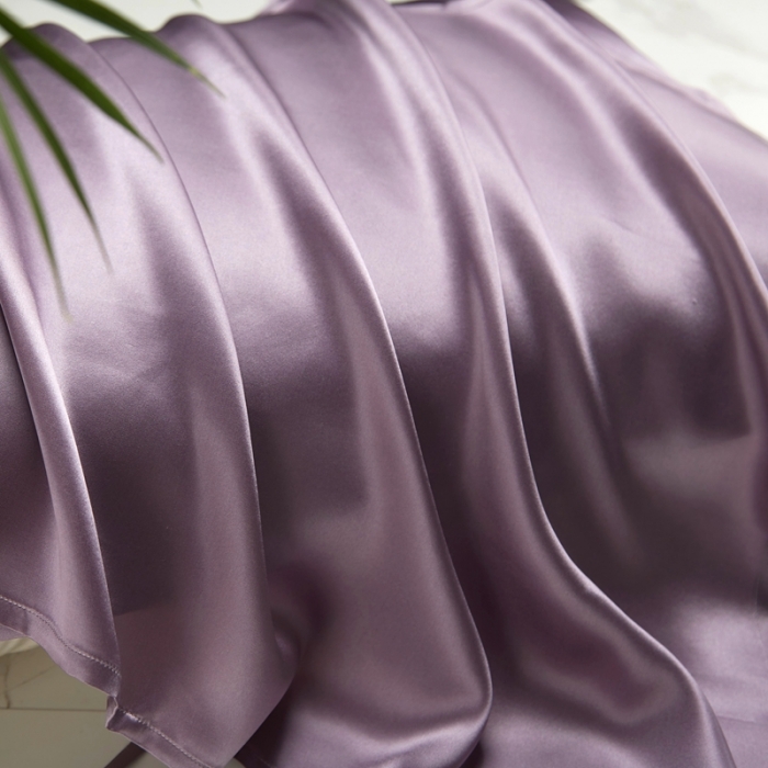91家纺网 家纺一手货源 找家纺 雅韵诗真丝馆 2023新款真丝枕巾 丁香紫