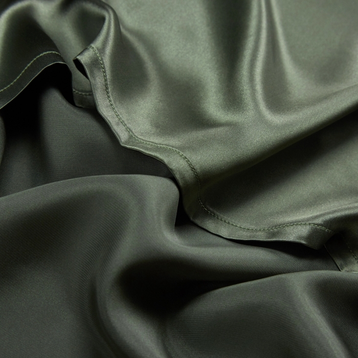 91家纺网 家纺一手货源 找家纺 雅韵诗真丝馆 2023新款真丝枕巾 橄榄绿