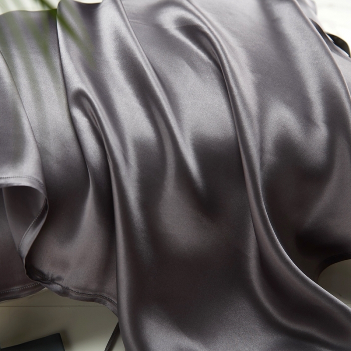 91家纺网 家纺一手货源 找家纺 雅韵诗真丝馆 2023新款真丝枕巾 金属灰