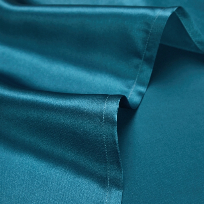 91家纺网 家纺一手货源 找家纺 雅韵诗真丝馆 2023新款真丝枕巾 孔雀蓝