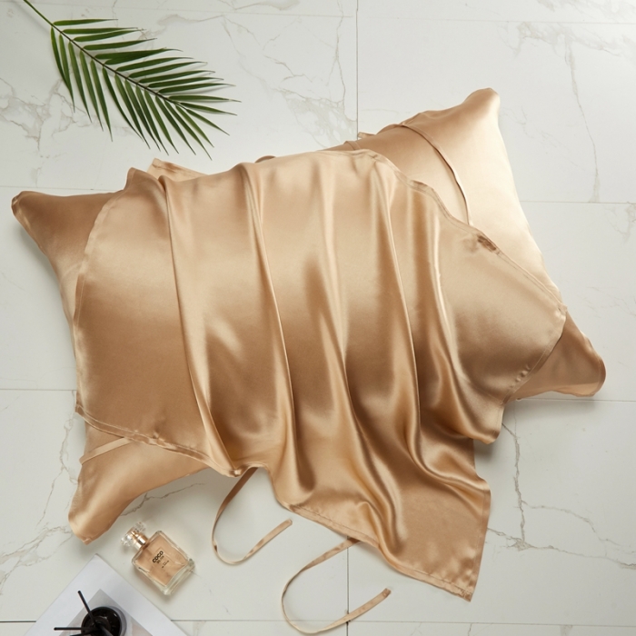 91家纺网 家纺一手货源 找家纺 雅韵诗真丝馆 2023新款真丝枕巾 麦穗金