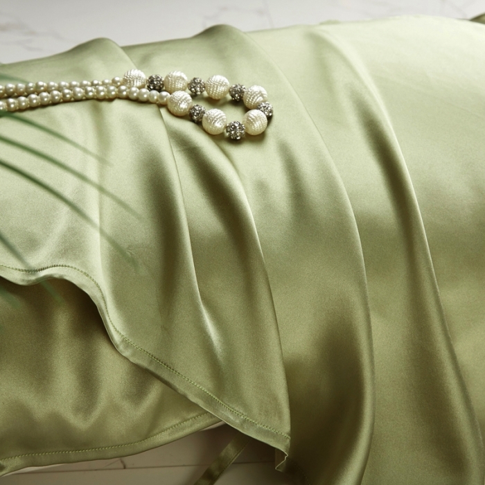 91家纺网 家纺一手货源 找家纺 雅韵诗真丝馆 2023新款真丝枕巾 松石绿