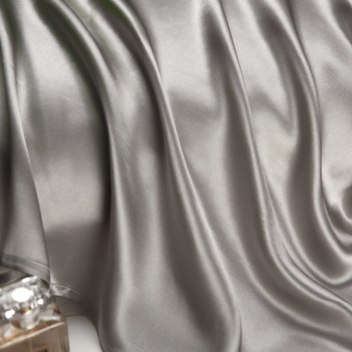 91家纺网 家纺一手货源 找家纺 雅韵诗真丝馆 2023新款真丝枕巾 太空灰