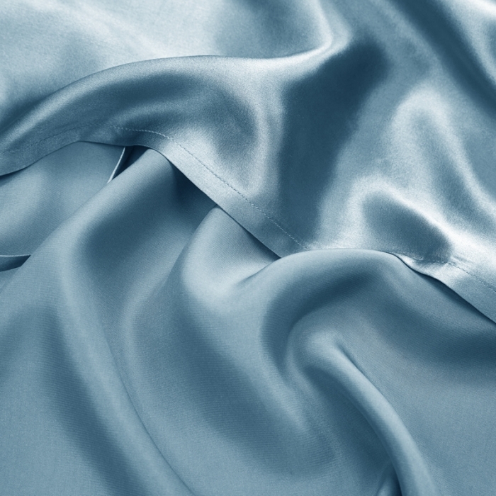 91家纺网 家纺一手货源 找家纺 雅韵诗真丝馆 2023新款真丝枕巾 雾霾蓝