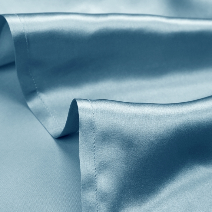 91家纺网 家纺一手货源 找家纺 雅韵诗真丝馆 2023新款真丝枕巾 雾霾蓝