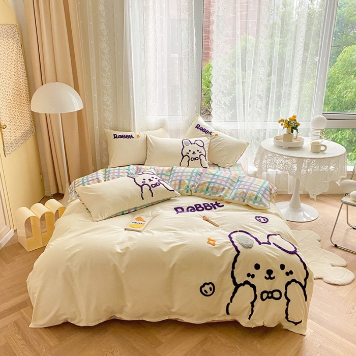 91家纺网 家纺一手货源 找家纺 澳梵家居 2021新款全棉卡通大版毛巾绣四件套 奶味兔