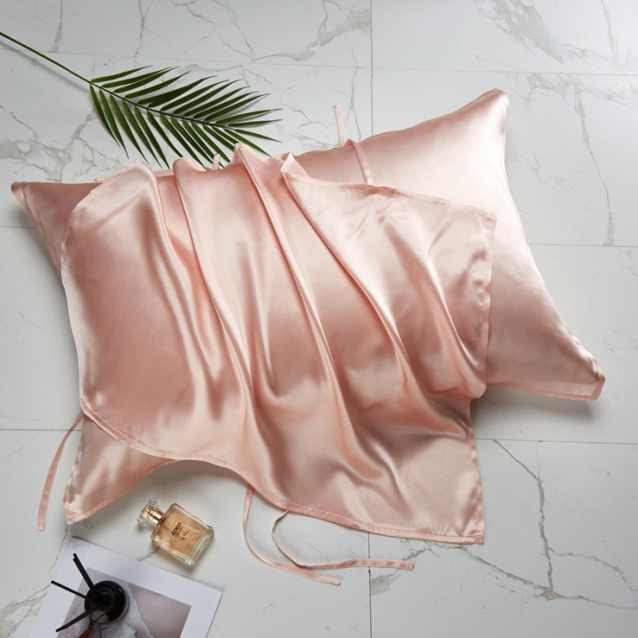 91家纺网 家纺一手货源 找家纺 雅韵诗真丝馆 2023新款真丝枕巾 硬糖粉