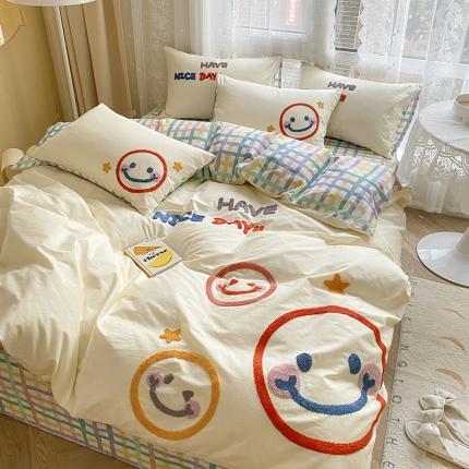 91家纺网 家纺一手货源 找家纺 澳梵家居 2021新款全棉卡通大版毛巾绣四件套 微笑百事达