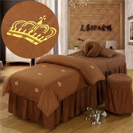 91家纺网 家纺一手货源 找家纺 乐逸家纺 美容院小清新磨毛绣花美容床罩按摩床 皇冠-咖