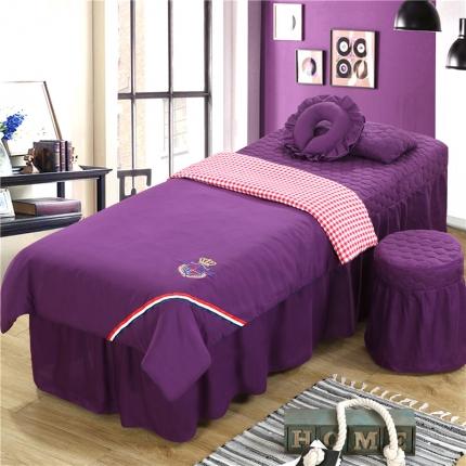 91家纺网 家纺一手货源 找家纺 乐逸 亲肤款刺绣美容床罩 亲肤刺绣水洗棉款英伦-深紫