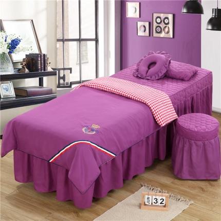 乐逸 亲肤款刺绣美容床罩 亲肤刺绣水洗棉款英伦-红雪青