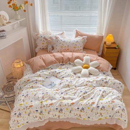 91家纺网 家纺一手货源 找家纺 阿曼达 2023新款韩系柔美轻奢m四件套蕾丝小姐 花季物语