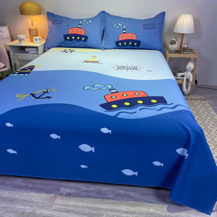 91家纺网 家纺一手货源 找家纺 金爱家 2021新款全棉大版单品床单 航海家