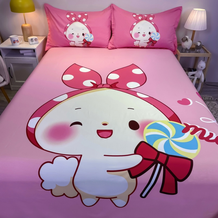 91家纺网 家纺一手货源 找家纺 金爱家 2021新款全棉大版单品床单 森兔