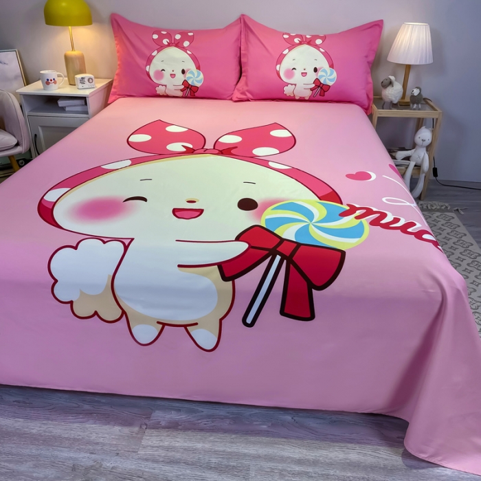 91家纺网 家纺一手货源 找家纺 金爱家 2021新款全棉大版单品床单 森兔