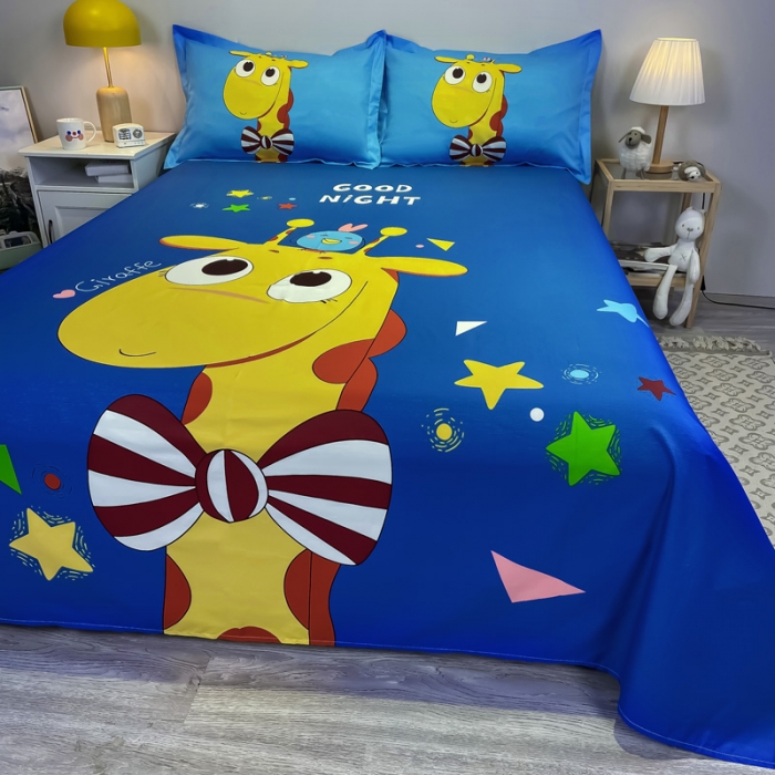 91家纺网 家纺一手货源 找家纺 金爱家 2021新款全棉大版单品床单 羞羞鹿