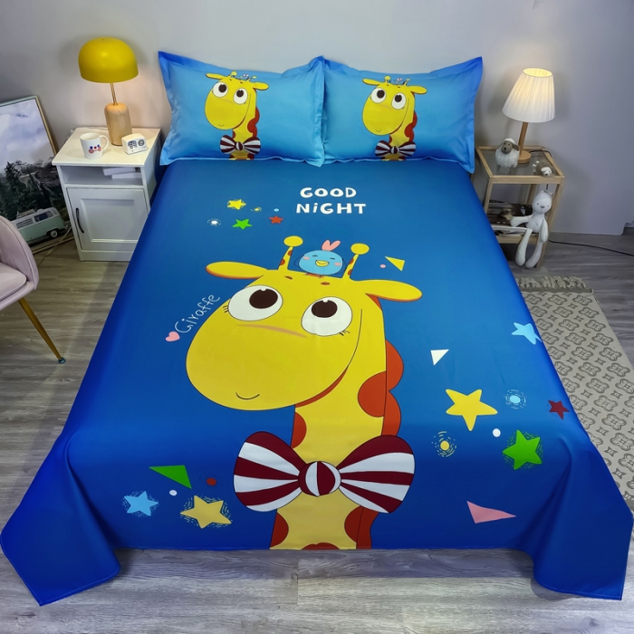 91家纺网 家纺一手货源 找家纺 金爱家 2021新款全棉大版单品床单 羞羞鹿