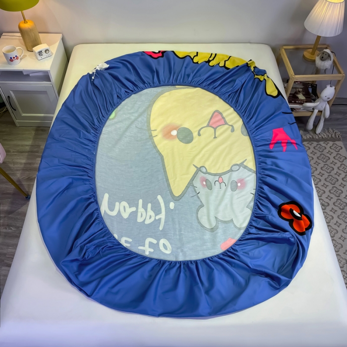 91家纺网 家纺一手货源 找家纺 金爱家 2021新款全棉大版单品床笠 萌咪